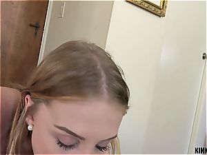 tiny step-sister gets her face drowned in bro's cum